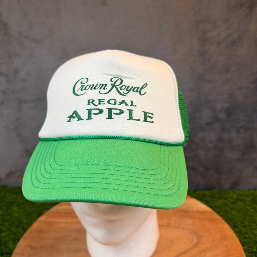 Crown Royal Regal Apple Trucker Hat Mens Adjustable Green White Mesh Snapback